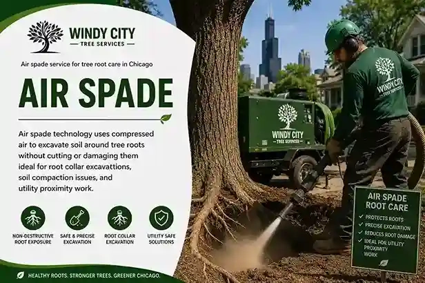 Air spade service for tree root care in Chicago
