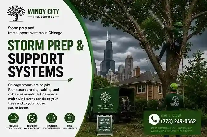 Storm prep and tree support systems in Chicago