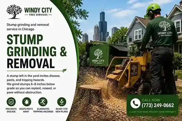 Stump grinding and removal service in Chicago